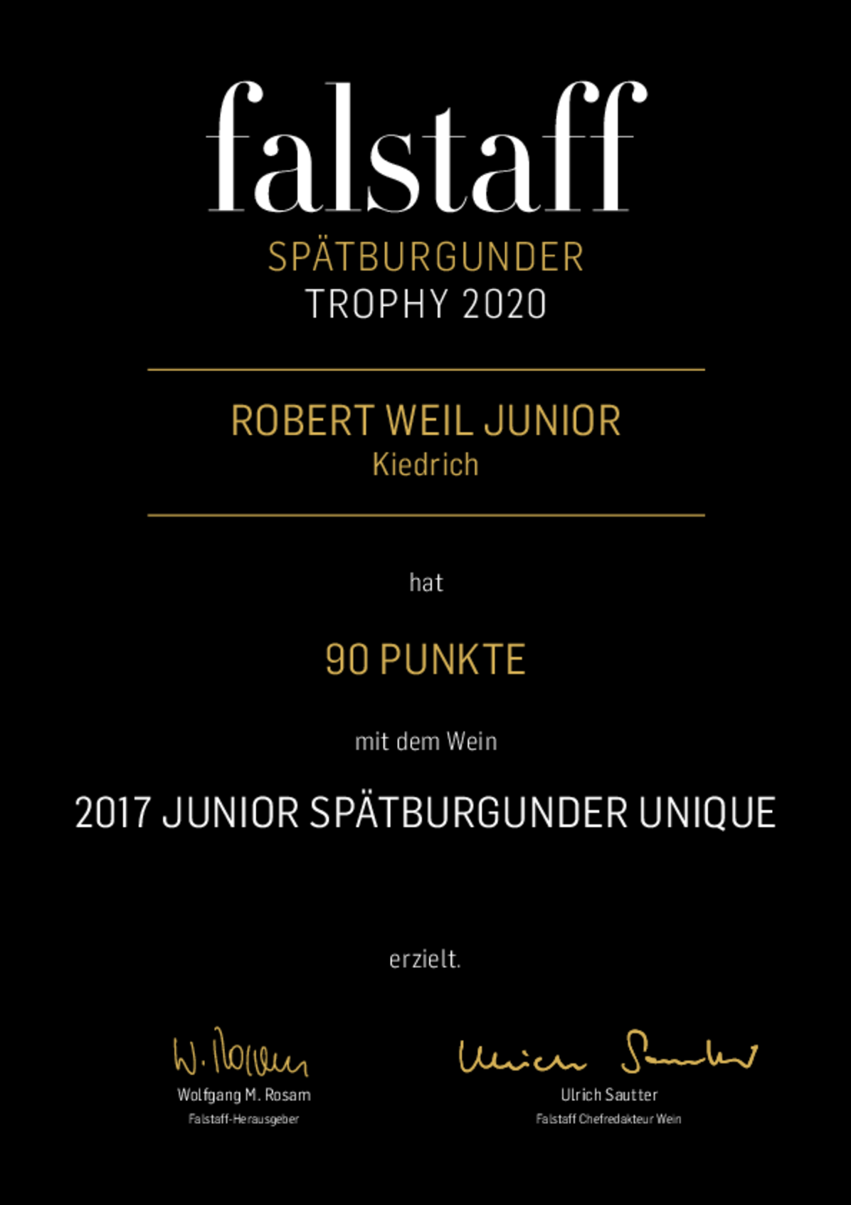 2017 Robert Weil Junior Spätburgunder Unique
