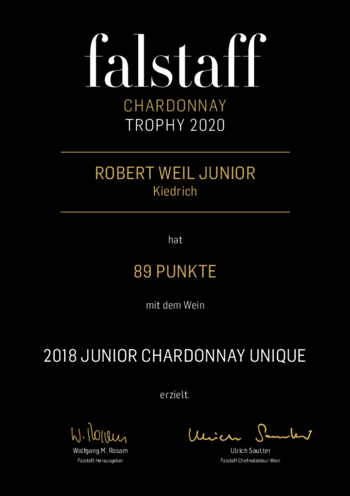 2018 Robert Weil Junior Chardonnay Unique